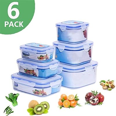 6 Pack Food Storage Containers With Lids Bpa Free Microwave Safe