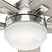 Hunter 54inch Contemporary Indoor Ceiling Fan with Light Kit and Remote Control Brushed Nickel Finish (Renewed)