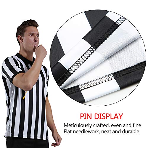 Shinestone Referee Shirt, Referee Costume Shirt for Womens and Mens, Zipper Neck Referee Umpire Shirt Jersey for Football, Soccer and Sports for Christmas(Large)