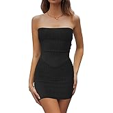 CHYRII Womens Sexy Summer Two Piece Outfits Bandeau Going Out Crop Tops Bodycon Skirt Sets Mini Dress