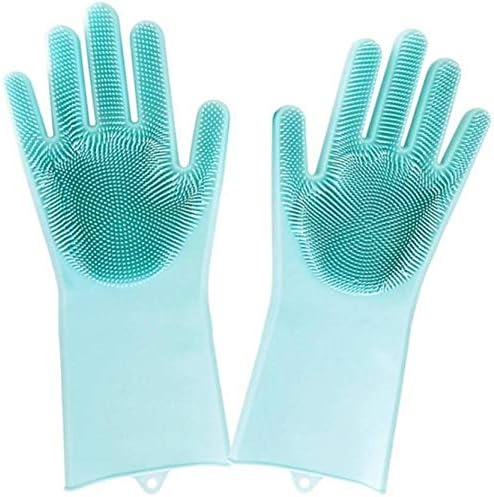 Prime Cart™ Magic Silicone Scrubbing Gloves, Scrub Cleaning Gloves with Scrubber for Dish Washing and Pet Grooming, Latex Free (Multi Color, 1 Pair).