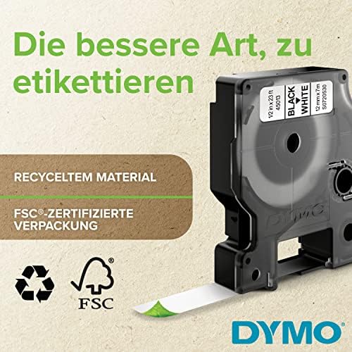 Original D1-Etikettenband | weiß auf schwarz | 12 mm x 7 m | selbstklebendes Schriftband | für LabelManager-Beschriftungsgerät