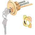 Prime-Line U 9966 Rim Cylinder Lock, 3/4 In. Hole Center, Diecast, Brass Plated, Schlage (Single Pack)