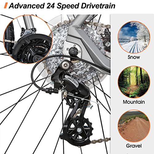 Hiland 700C Hybrid Bicycle Aluminum Shimano 24 Speeds with Suspension