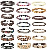 FIBO STEEL 3-10 Pcs Braided Leather Bracelets for Men Women Woven Cuff Bracelet Adjustable