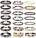FIBO STEEL 3-21 Pcs Braided Leather Bracelets for Men Women Hemp Cords Wood Beads Ethnic Tribal Bracelet Set
