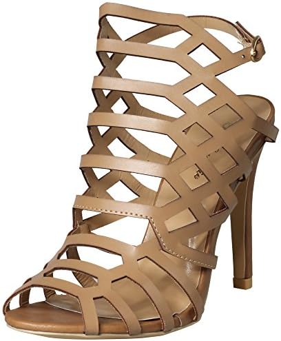 Eye Candie Women's Kaia-31 Geometric Caged Heel Sandal (10 B(M) US, Nude)