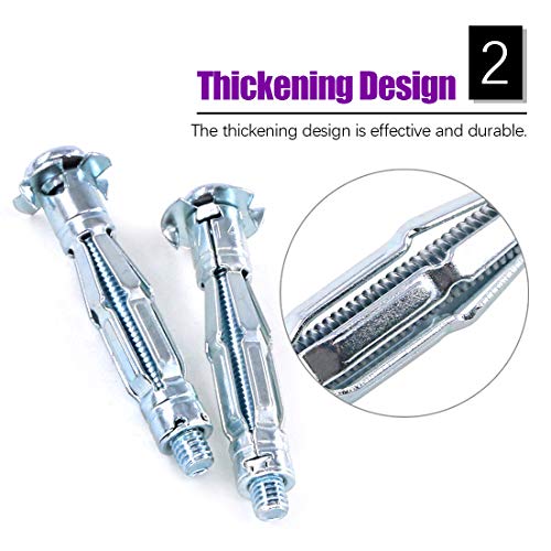 30Pcs M6×52 Heavy Duty Zinc Plated Steel Molly Bolt Assortment Kit