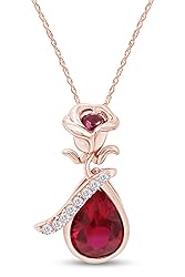 AFFY White CZ & Simulated Pink Ruby Bezel Setting