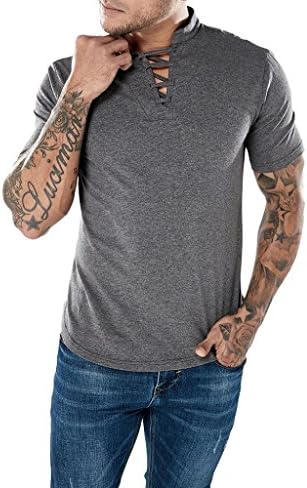 Fashion Men's Casual Slim Short Sleeve T Shirt Muscle Top Blouse by Lookatool (Grey, Asian Size:L2)
