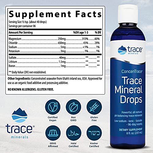 Trace Minerals ConcenTrace Drops 72+ Minerals, Ionic Liquid Magnesium