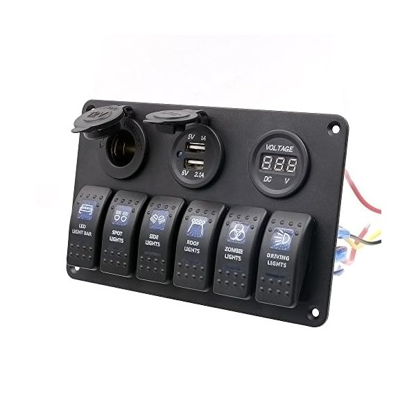 BlueFire-Waterproof-6-Gang-Waterproof-Car-Auto-Boat-Marine-LED-Rocker-Switch-Panel-Circuit-Breakers-Digital-Voltmeter-12V-Cigarette-Socket-Double-USB-Power-Charger-Adapter BlueFire-Waterproof-6-Gang-Waterproof-Car-Auto-Boat-Marine-LED-Rocker-Switch-Panel-Circuit-Breakers-Digital-Voltmeter-12V-Cigarette-Socket-Double-USB-Power-Charger-Adapter