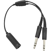 WODASEN Civilian U-174 Helicopter Headset Plug to GA Dual Plugs General Aviation Headsets Adapter U174/U TP-120 to Twin PJ-068 PJ-055 Fixed-Wing Airplane Connector Pilot Extension Cable Converter Cord