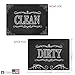 KIWE HOME Reversible Double Sided Dishwasher Magnet. Clean Dirty Flexible Flip 3x4 inch Big Size Flipside Black and White Chalkboard Curve Design Perfect Kitchen Addition Premium Flip Sign Indicator