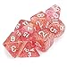 7 Die Polyhedral Dice Set - Royal Bubblegum (Pink Glitter) with Velvet Pouch by Wiz Dice
