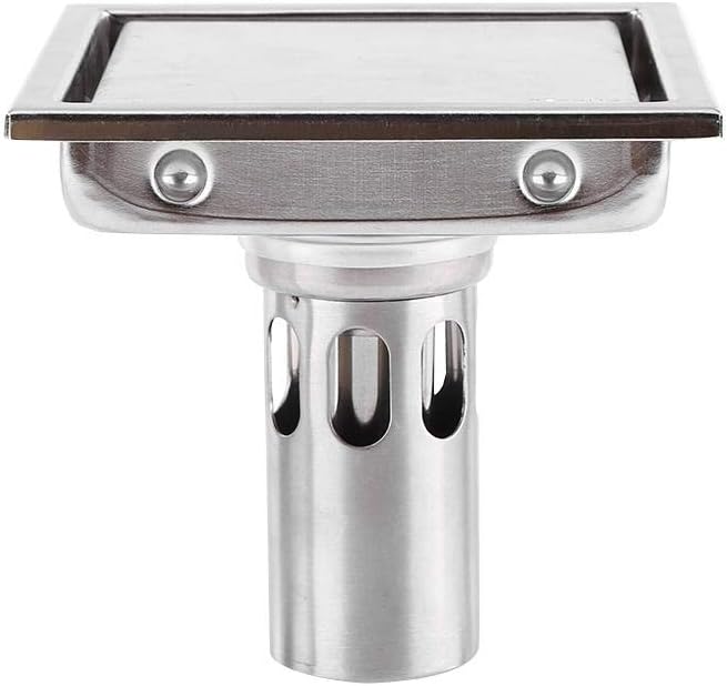 Floor Drain, 4.3inch Brass Square Floor Drain Strainer with Removable Cover Hair Strainer Bathroom Shower Tile Insert, 304 Stainless Steel