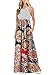 OURS Women's Casual Sleeveless Maxi Dresses Floral Print Bohemian Striped Long Dresses with Pockets