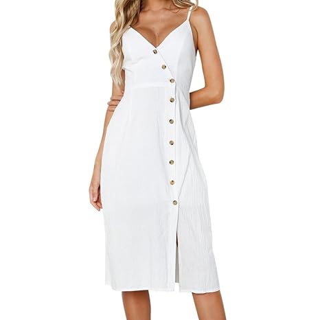 URSING_Damen Sommerkleid Kurzarm V-Ausschnitt Ananas Drucken Party Knielang Swing Kleid Partykleid Cocktailkleid
