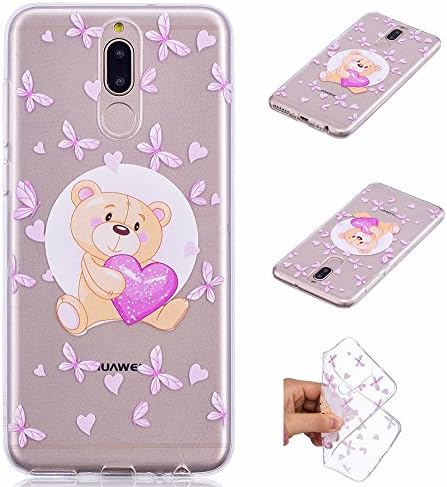 IJIA Case for Huawei Mate 10 Lite (5.9") - Transparent Lovely Bear Clear TPU Soft Silicone Phone Back Protection Bumper Fashion Skin back Shell Case Cover