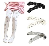 Gellwhu 3-Pack Cotton Girl Tights Kids Pantyhose Flower Print Stocking 3-9 Years