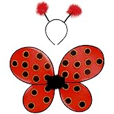 Great Pretenders Ladybug Wings with Headband, Red/Black (One Size)