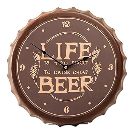 Tag Beer Cap Life is Too Short Wall Clock Vintage Brown