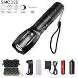 Handheld Flashlight,SCODE LED Rechargeable High Powered Tactical Flashlight-Ultra Bright Outdoor Waterproof Torch Light with Zoomable Adjustable Focus 5 Modes Flashlight for Hiking,Camping etc