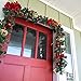 [9 Foot Artificial Christmas Garland] - Red Magnolia Collection - Red and Gold Decoration - Pre Lit with 100 Warm Clear Colored LED Mini Lights - Includes Remote Controlled Battery Powered Timer