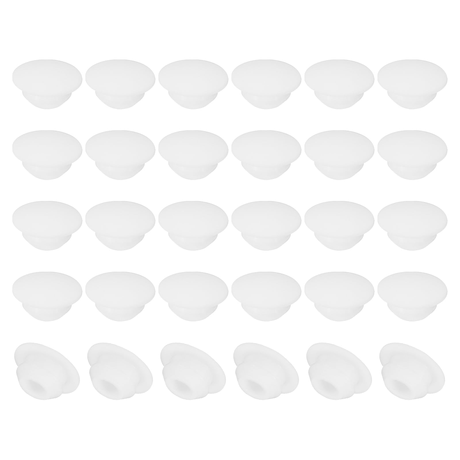 PATIKIL 8mm Diameter Silicone Round Snap, 40 Pcs in Type Locking Furniture Hole Plug Button Wide Edge Protective Cover Fit for 8mm Hole for Seal Bulkhead Cylinder, White