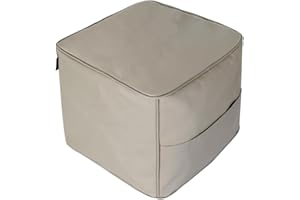 ROTOT Ottoman Pouf Square Shape, Foot Rest Faux PU Leather, Unstuffed Bean Bag Shell for Storage Solution, Hassock Pouffe Decoration for Living Room Balcony Office Outdoor (Grey)