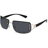 VANLINKER Stylish Rimless Frameless Rectangle Sunglasses for Women