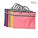Funny live Set of 5;Document File Holder Zipper File Bags Football Shape Shopping Bags Multicolor Double Pocket Zip Handbag (A4 Size, Random Color)
