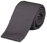Tigre Amore Men's Skinny Knit Tie Solid Grey