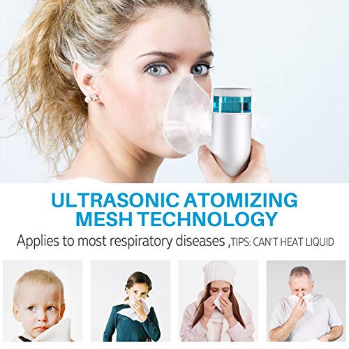 CISNO Handheld Ultrasonic Inhaler for Kids Adults, USB Rechargeable Humidifier Cool Mist for Home Use, with Mask and Mouthpiece