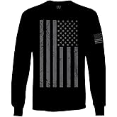 0178. Big Gray America USA Patriotic American Retro Flag Graphic Vintage stylelong Sleeve Men's