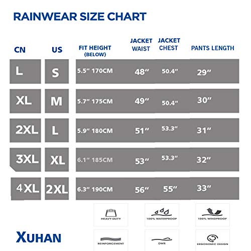 XUHAN High Visibility Reflective Waterproof Rain Jacket Working Clothes Motorcycle Cycling Sports Outdoor Reflective Safety Clothing with pants (L)