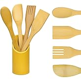 Bambu Kit 5 Utensílios de Cozinha Produzido 100% Ecológico, Utensílios Resistentes ao Calor, Não Danificam o Revestimento Ant