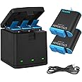 TELESIN 2-Pack Batteries and 3-Channel USB Battery Quick Charger with Type-C Cord Compatible with GoPro Hero 8 Black, Hero 7 Black, Hero 6, Hero 5 Black