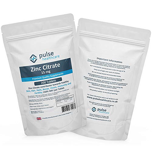 Zinc-Citrate-Tablets-15mg-200-Tablets-High-Strength-150-NRVRDA-Support-of-Immune-System-Skin-Health-Hair-Nails-Fertility-Manufactured-in-The-UK-Pulse-Healthcare-Supplements