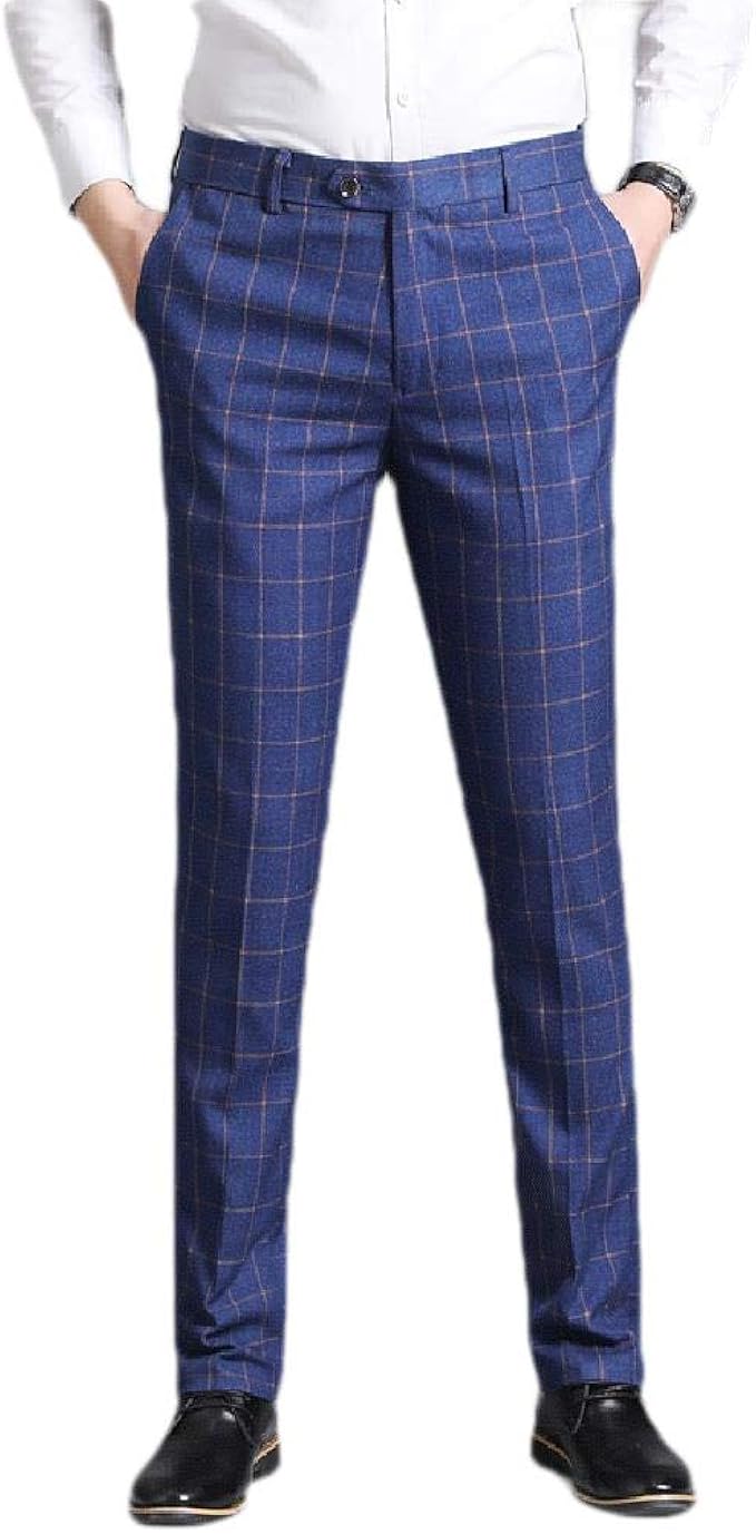 Vitryst メンズビジネスカジュアルルーズスリムフィットストレート脚チェックドレスパンツ ジーンズ 通販 Amazon