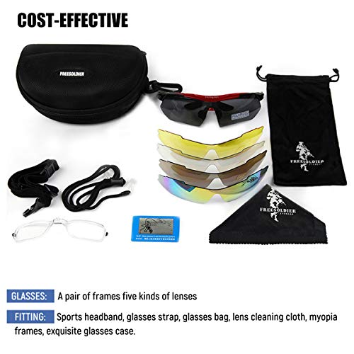FREE SOLDIER Sportbrille Polaroid Sonnenbrille Herren Fahrradbrille 5 in 1 Taktische Militärische MTB Brille Laufbrille zum Radfahren Fahrt Wandern Fischen Outdoor-Aktivitäten – Bild 8