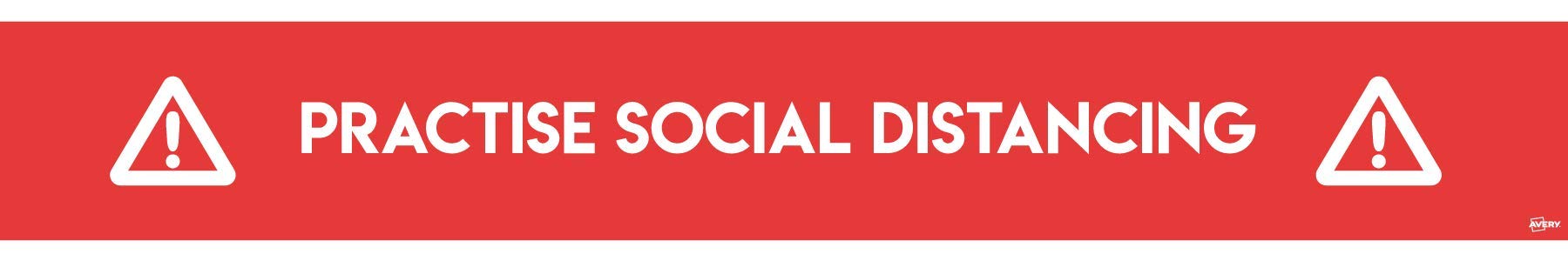 Avery Practise Social Distancing Floor Sticker 1000x140mm, Red/White, 2 Floor Decals per Pack