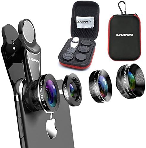 4 in 1 Clip On Cell Phone Camera Lens Kit for Most Smartphones &amp; Tablets, Telephoto, Fisheye, Wide Angle, X-Wide Angle, CPL, &amp; Macro Lens