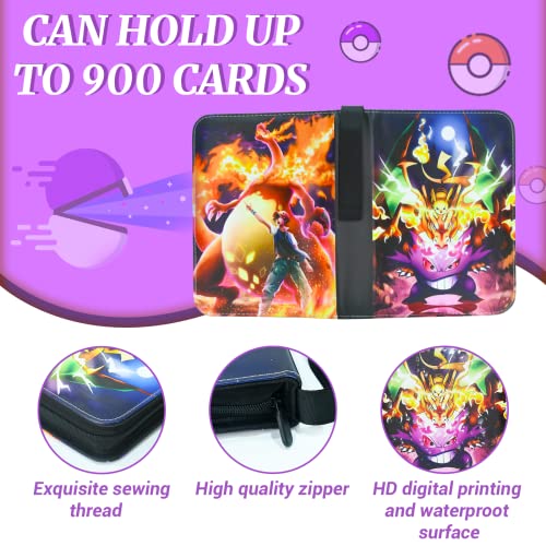 Card Binder 900 Pockets, Trading Card Binder 9-Pocket Card Holder Binder Fits 900 Cards With 50 Removable Card Sleeves And Zipper Card Collection Binder For Boys And Girls Organized