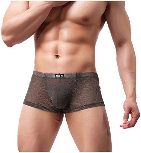 Men's Boxer Briefs, Sexy Soft Perspective Mesh Comfortable Breathable Underwear