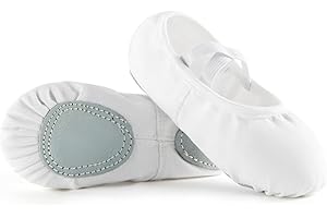TIEJIAN Ballet Shoes for Girls, Canvas Dance Practice Slippers No-Tie Sole Yoga Gymnastics Shoes(Toddler/Little Kid/Big Kid)
