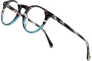 EAREADA Vintage Round Glasses Clear Lens Thick Round Rim Acetate Eyeglasses For Men…