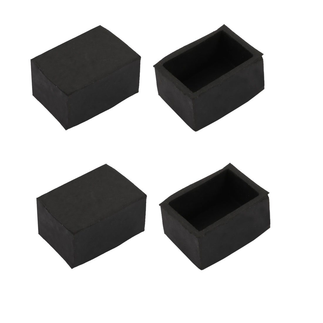 sourcingmap 4pcs Furniture Desk Chair 30mmx20mm Rectangle Rubber Leg Tip Cap Black