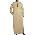 YAOHUOLE Muslim Thobe for Men Button down Mens Caftans Big and Tall Mens Arab Thobe with Pocket
