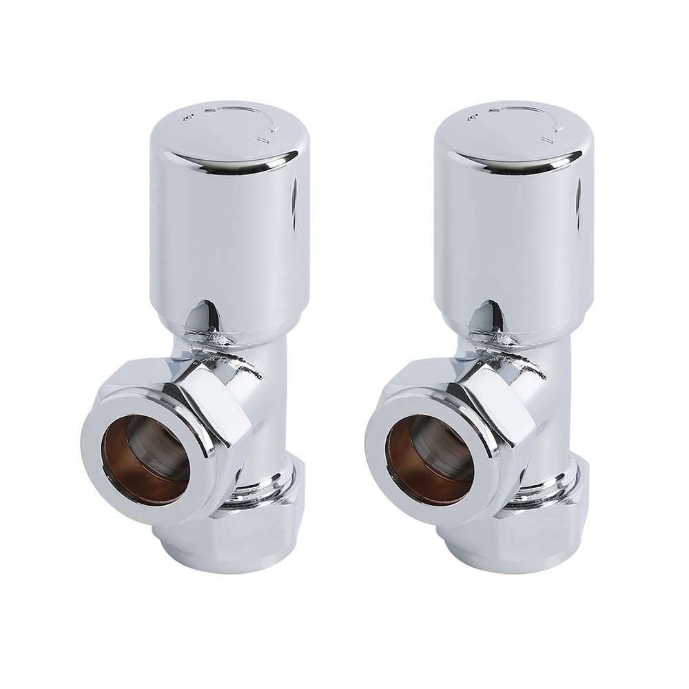 Milano 15mm Chrome Angled Heated Towel Rail Radiator Valves